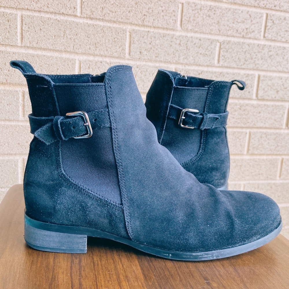 *Waterproof Suede* Black Ankle Booties